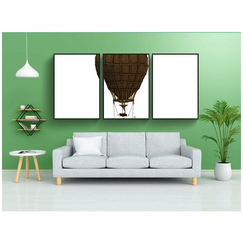 фото Набор модулных постеров для интерьера "воздушный шар, самолет, дирижабль" 60x90 см. в тубусе, без рамки lotsprints