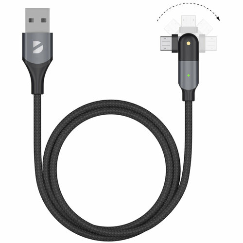 Кабель USB-MicroUSB 1.2m черный Deppa (72324) поворотный кабель micro usb ubik um01w carbon 1м 3a нейлон белый