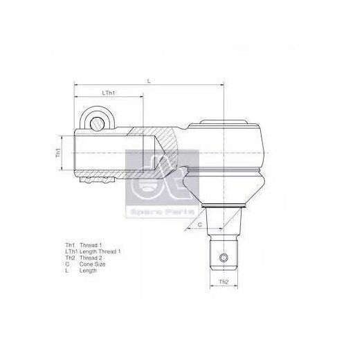 Наконечник рулевой тяги (rht m26x1.5r l 95), dt spare parts, 1.19174