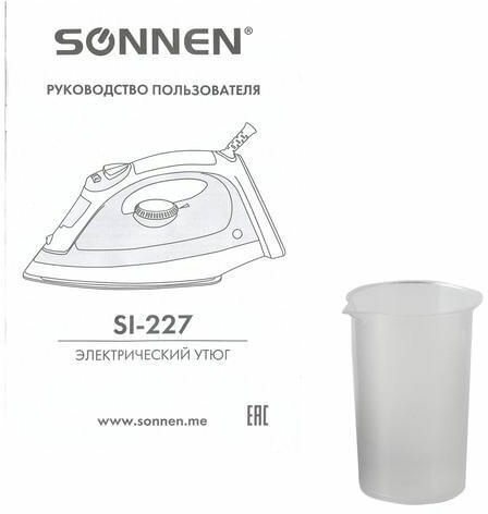 Утюг SONNEN SI-237A, 1800Вт, антипригарное покрытие, синий/белый, 453504 - фото №7