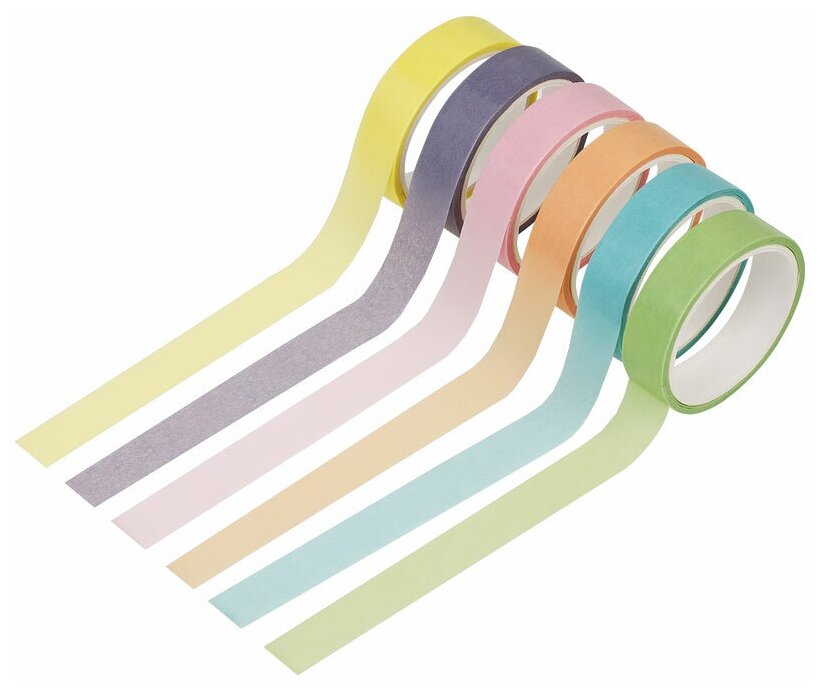 Набор клейких декоративных лент MESHU "Macaron", 6шт - фото №3