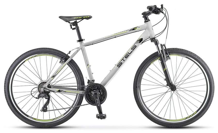 Велосипед горный Stels Navigator 590 V K010 серый/салатовый рама 18" с колесами 26"