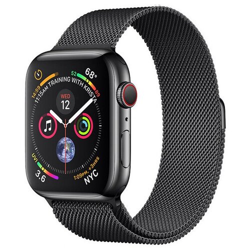 Умные часы Apple Watch Series 4 GPS Cellular 40 мм корпус из нержавеющей стали цвета серый космос миланский сетчатый браслет цвета серый космос MTUQ2 MTVM2 5899000₽