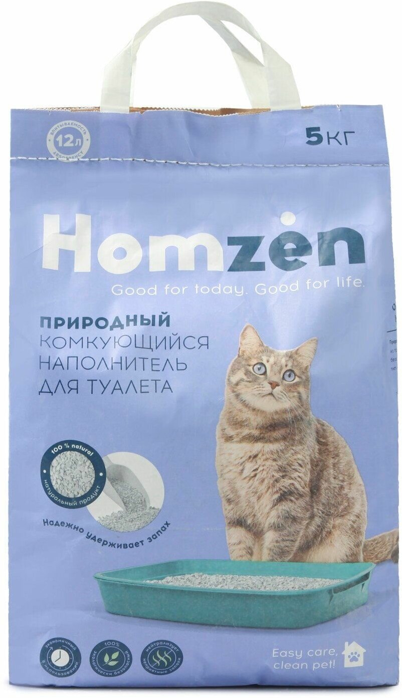 Природный наполнитель для кошачьего туалета Homzen комкующийся 12л - 3шт. - фотография № 1