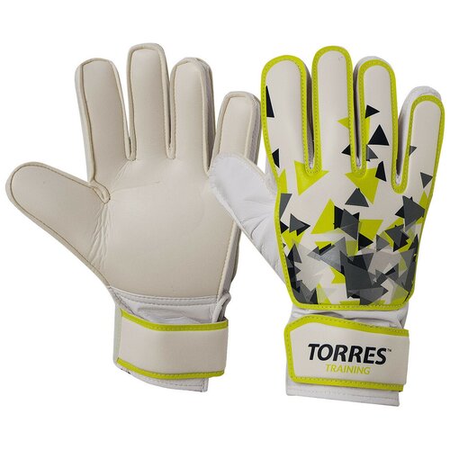 Перчатки вратарские TORRES Training, FG05214-8, размер 8, 2 мм латекс, удлиненная манжета, бело-зелено-серый