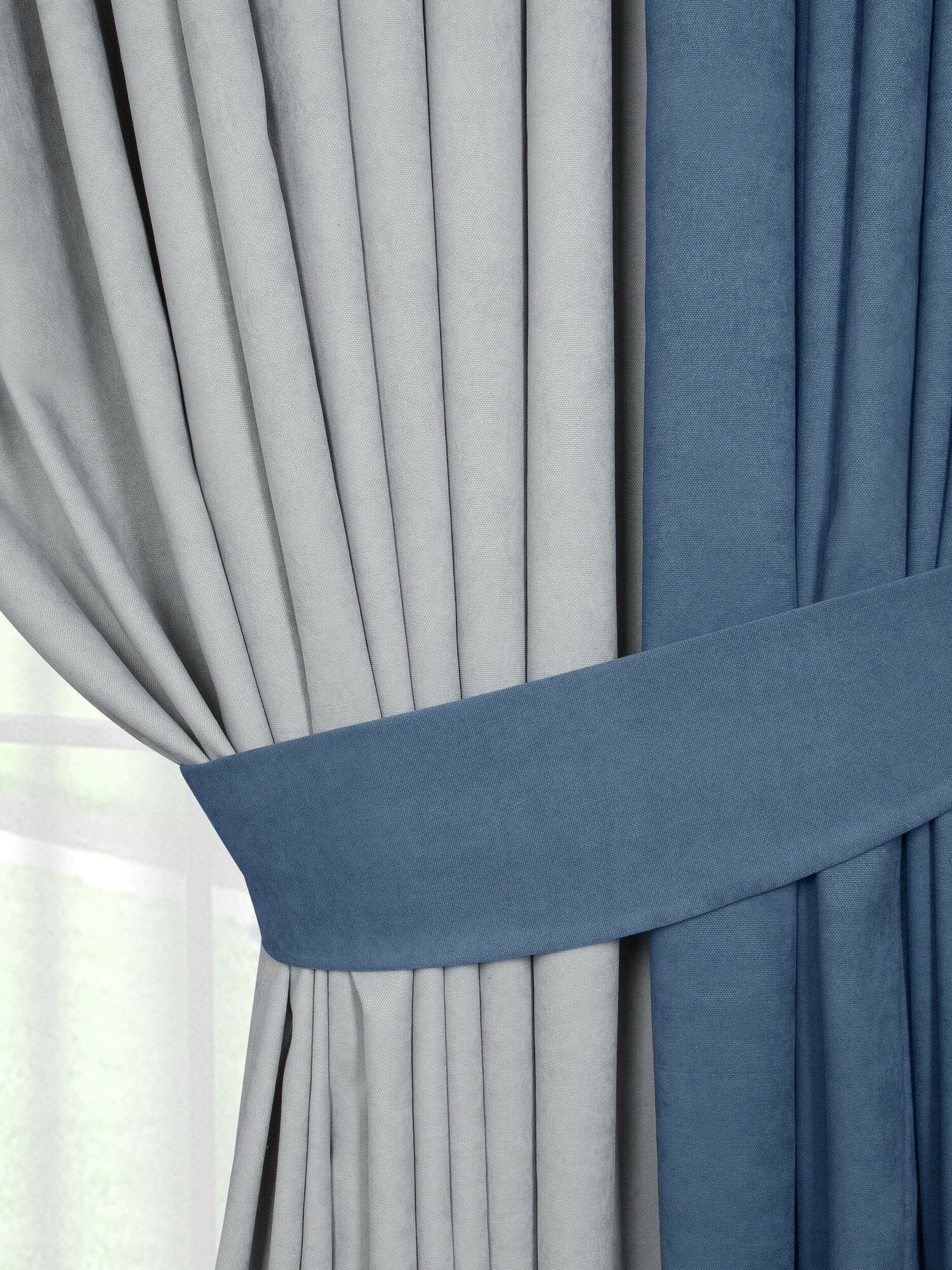 Комплект штор Colore Caldo для гостиной, спальни, детской (250*270)см, 2шт, серый, синий - фотография № 5