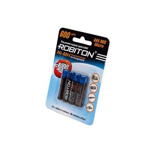 Аккумулятор ROBITON 600MHAAA-4 BL4 арт.08795 (4 шт.) robiton аккумулятор robiton ni mh aaa 600mah sr2 2шт 600mhaaa 2 prof