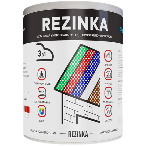 rezinka 1 Краска акриловая Elastomeric Systems Rezinka матовая RAL 7016 1 л