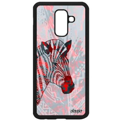 фото Ударопрочный чехол на смартфон // galaxy a6 plus 2018 // "зебра" дизайн zebra, utaupia, розовый