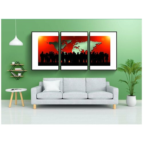 фото Набор модулных постеров для интерьера "люди, сообщество, глобус" 60x90 см. в тубусе, без рамки lotsprints