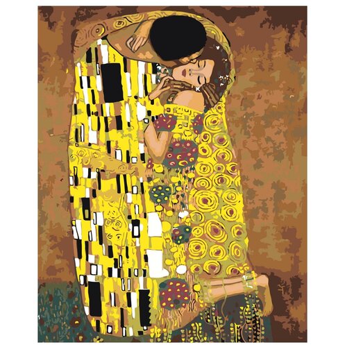 Картина по номерам, Живопись по номерам, 40 x 50, ARTH-Klimt, женщина и мужчина, Влюблённые, поцелуй, романтика,