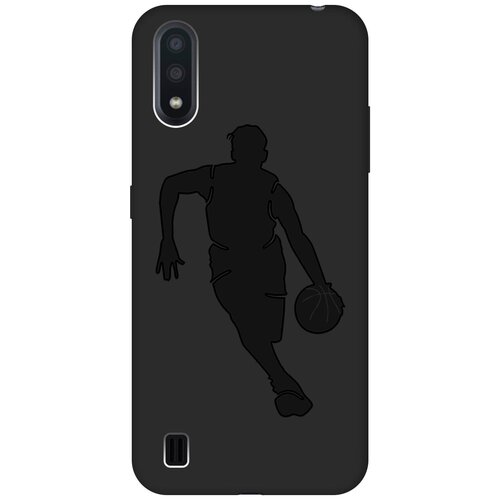 Матовый чехол Basketball для Samsung Galaxy A01 / Самсунг А01 с эффектом блика черный матовый чехол climbing для samsung galaxy a01 самсунг а01 с эффектом блика черный