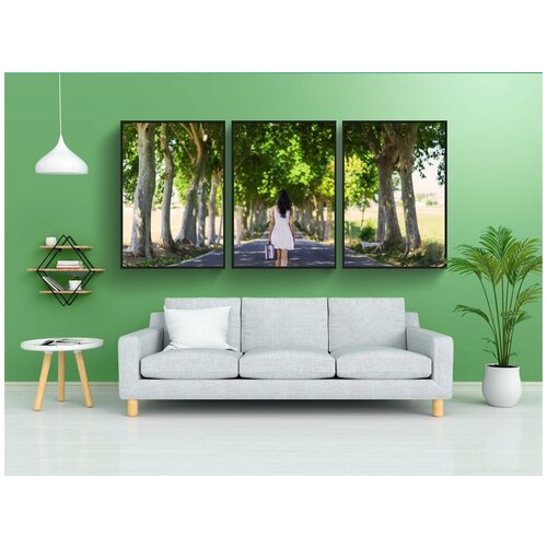 фото Набор модулных постеров для интерьера "чемодан, человек, счастливый" 60x90 см. в тубусе, без рамки lotsprints