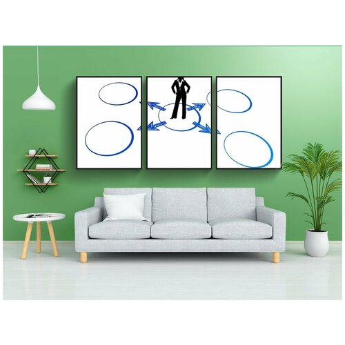 фото Модульный постер "круглый, круги, кольца" 180x90 см. из 3х частей в тубусе, без рамки lotsprints