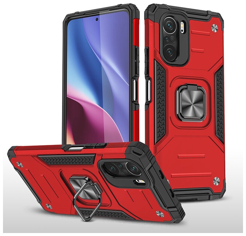 Противоударный чехол Legion Case для Xiaomi Poco F3 / Mi 11i красный