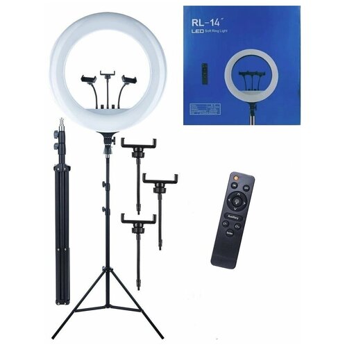 Кольцевая селфи LED светодиодная лампа RL-14 36 см три держателя телефона пульт 329900₽