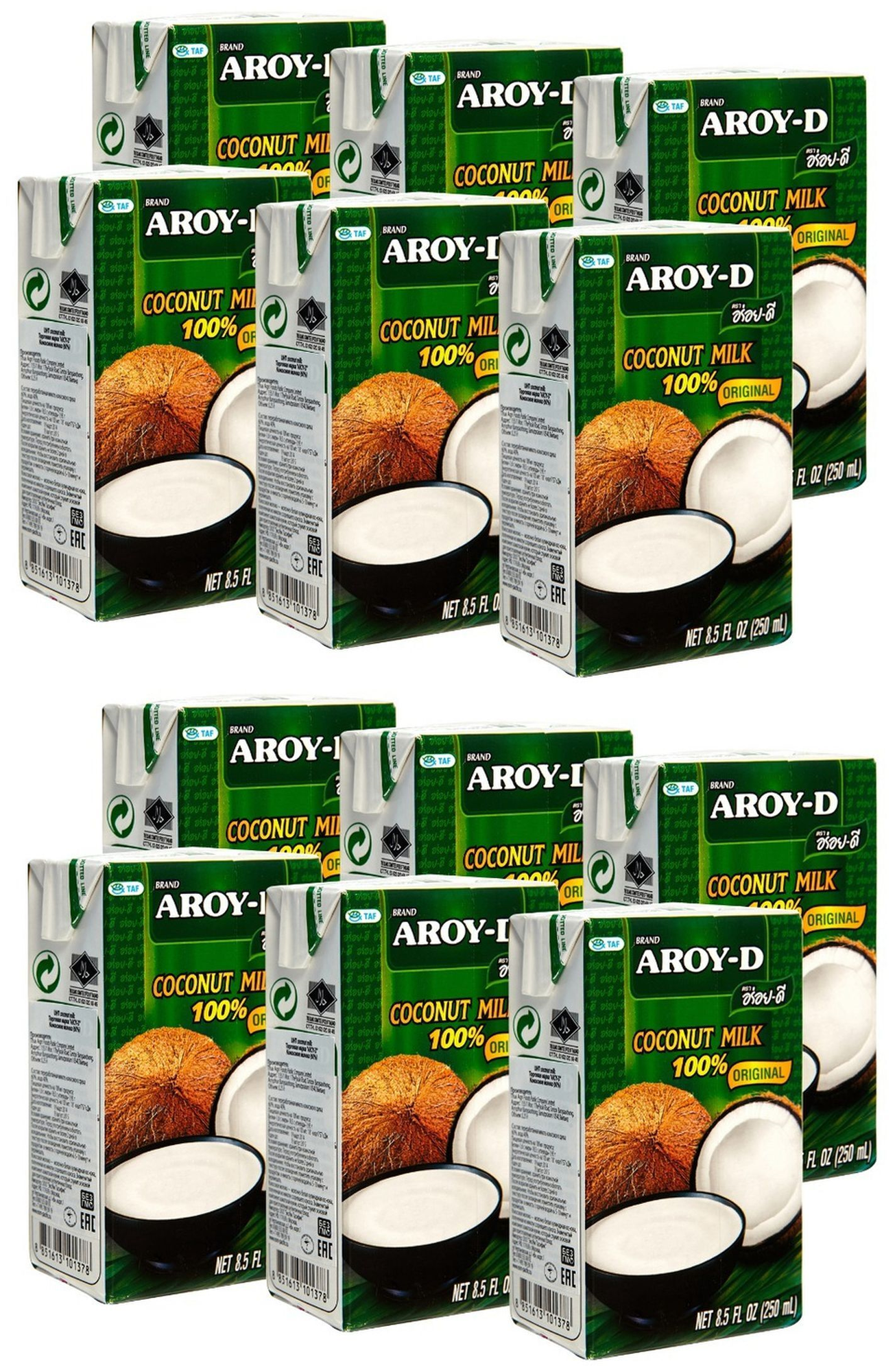 Aroy-D Молоко кокосовое Aroy-D Original 19%, 250 мл 12 пачек - фотография № 1