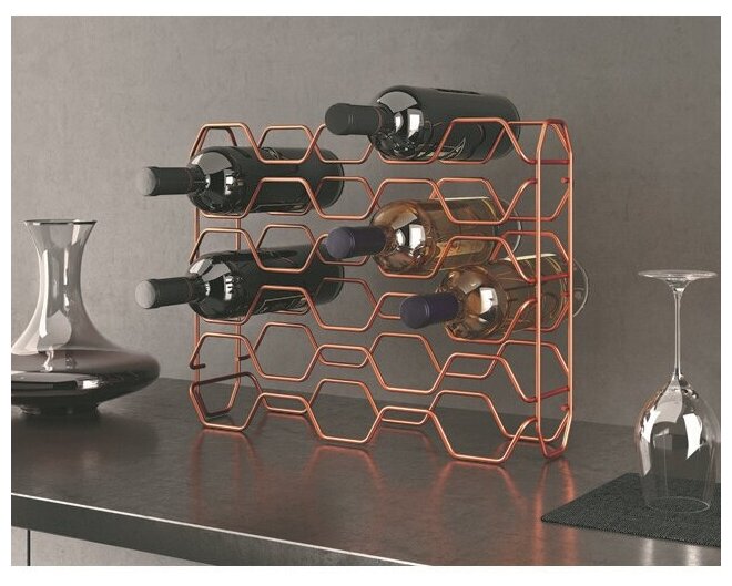 Держатель для бутылок Hexagon Copper 15 секций