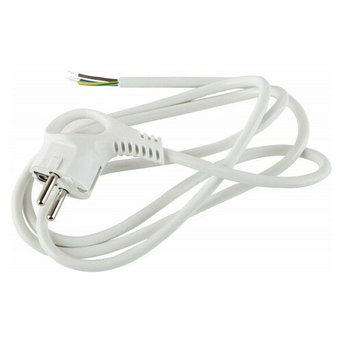 фото Ux-3x0,75-3m - w шнур сетевой с вилкой эра ux-3x0,75-3m- w с заземлением 3м пвс 3x0,75мм2 белый, цена за 1 шт