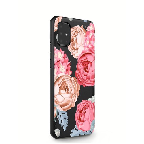 фото Черный силиконовый чехол musthavecase для samsung galaxy a51 пионы для самсунг галакси а51 противоударный