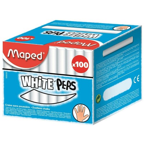 Мел WHITE'PEPS Maped белый, круглый, 100 шт