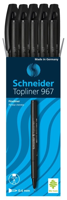 Schneider Набор капиллярных ручек Topliner 967, 0.4 мм, 9671/9672/9673/196707, черный цвет чернил, 10 шт.