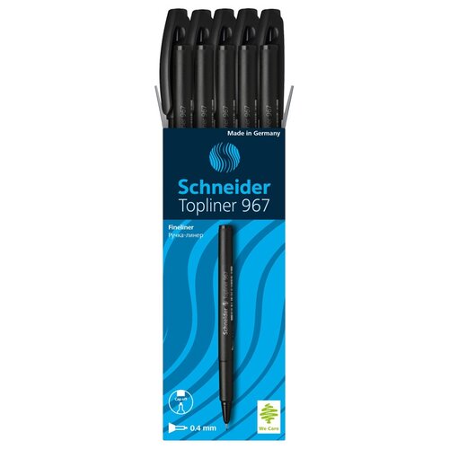 Schneider Набор капиллярных ручек Topliner 967, 0.4 мм, 9671/9672/9673/196707, черный цвет чернил, 10 шт.