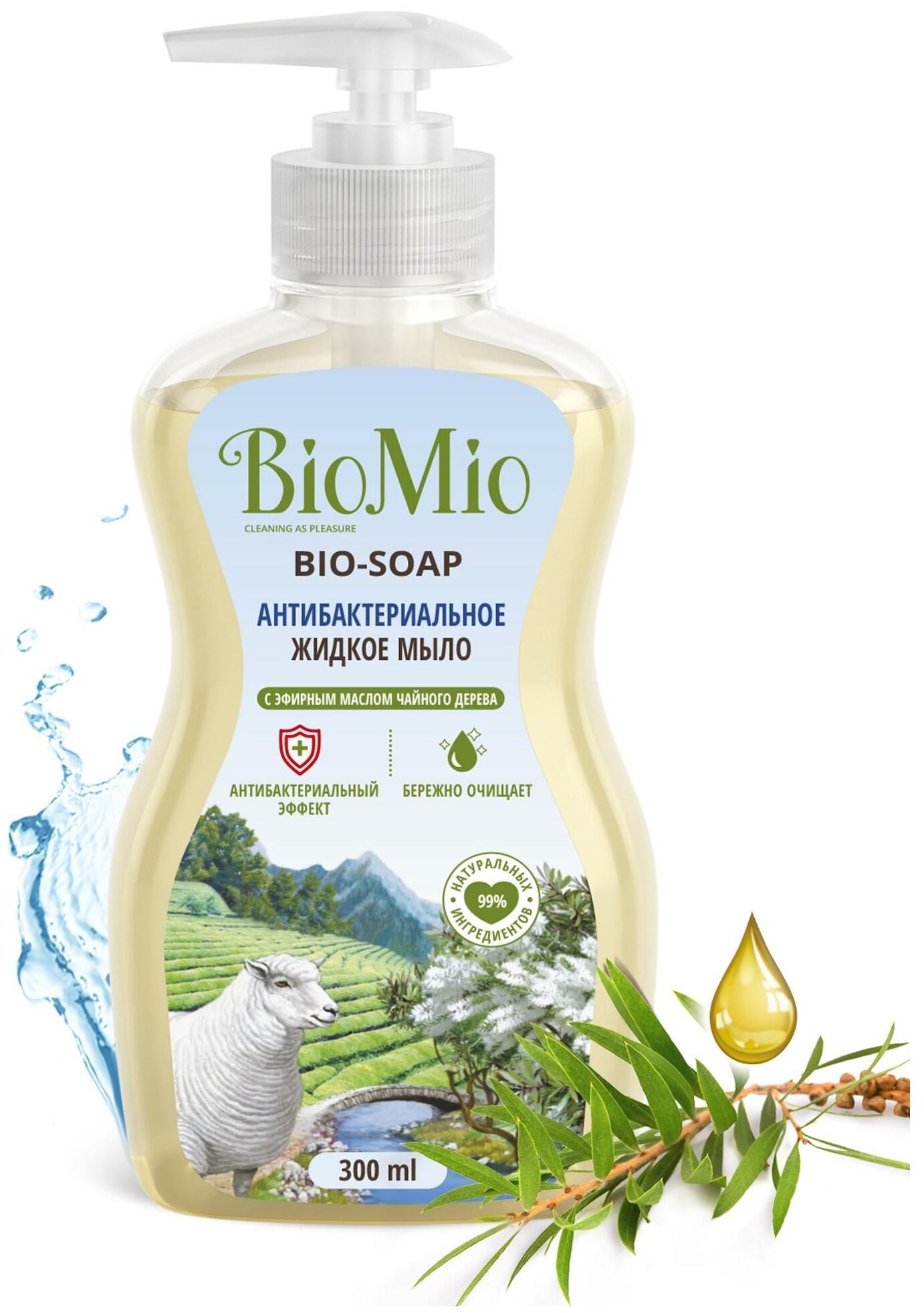 BioMio Мыло жидкое с маслом чайного дерева, 300 г - фотография № 3