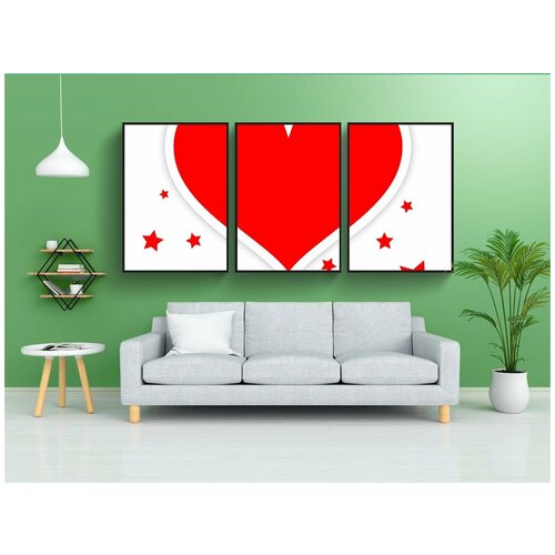 фото Набор модулных постеров для интерьера "сердце, красный, знак" 60x90 см. в тубусе, без рамки lotsprints