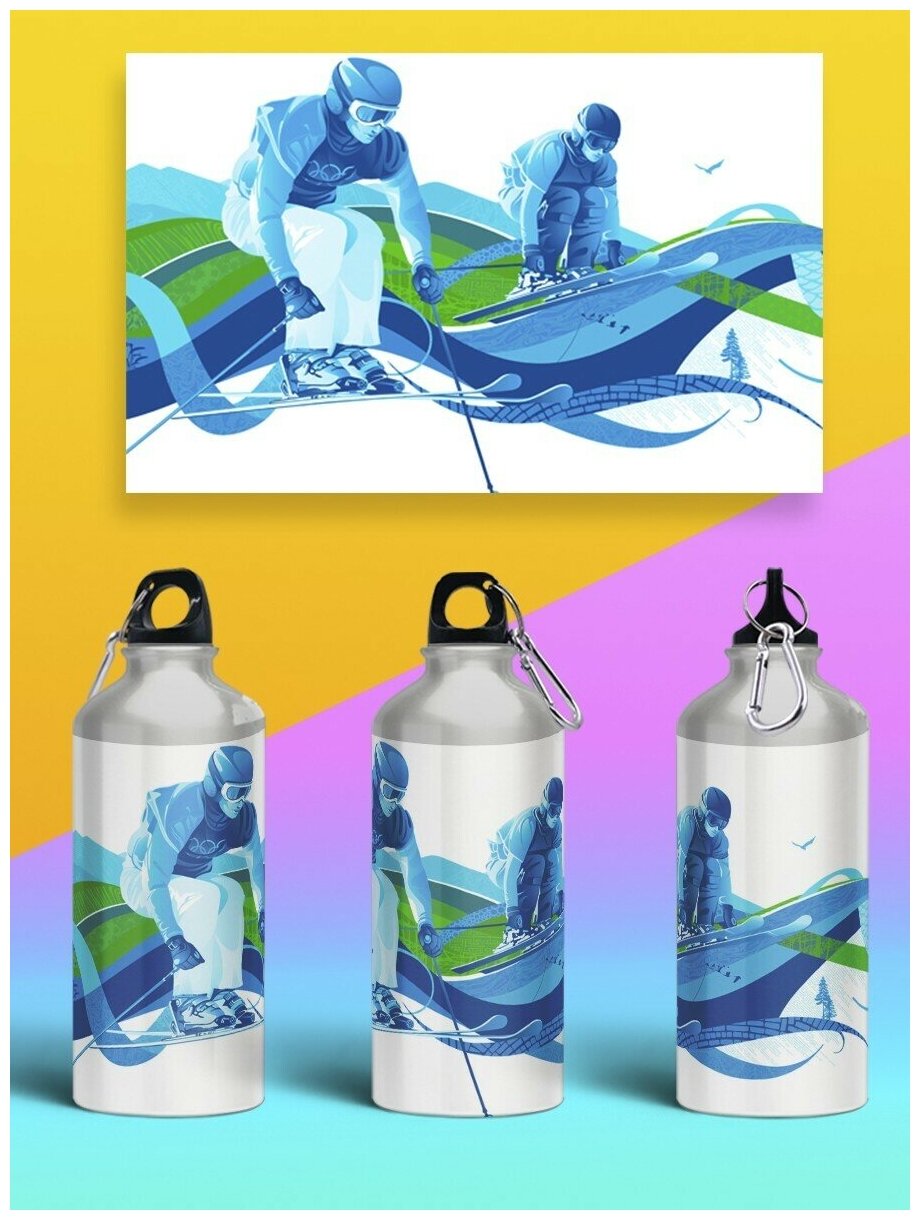 Бутылка спортивная, туристическая фляга, 500мл Горные лыжи Спорт - 87
