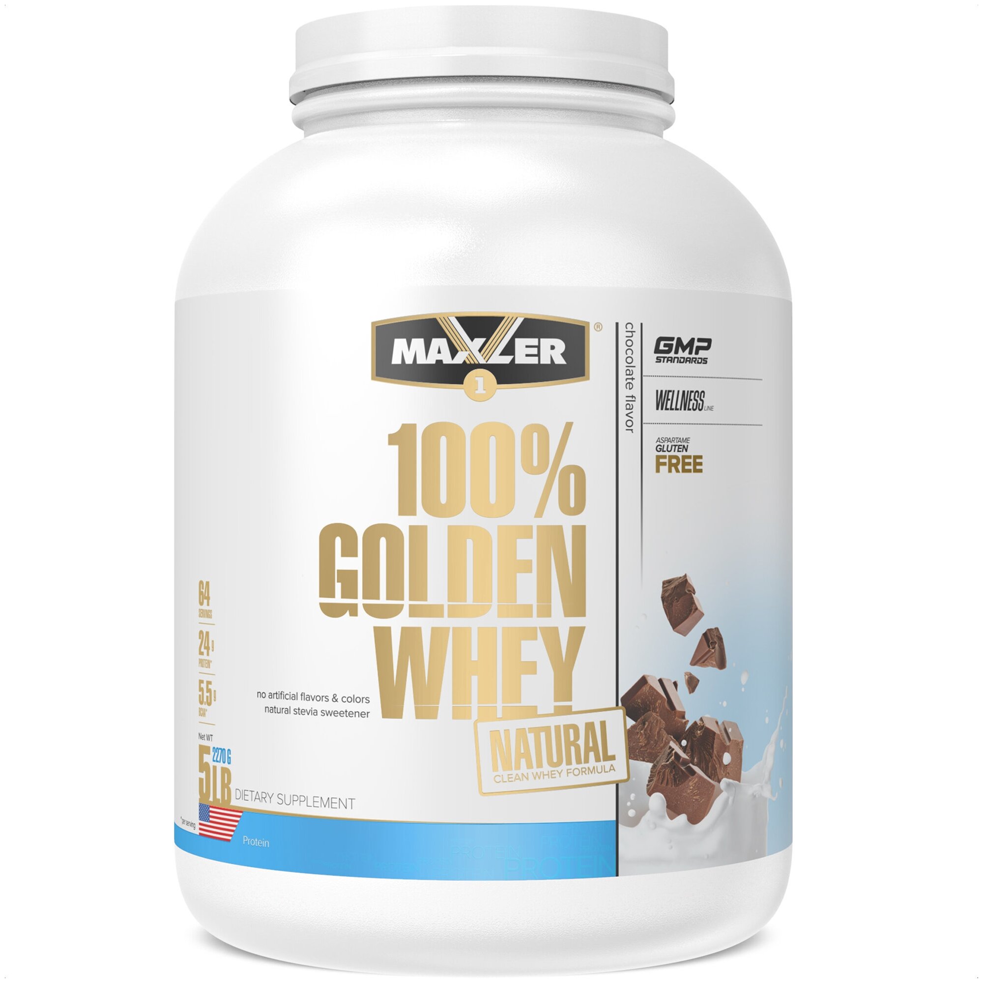 шоколад Maxler 100% Golden Whey Natural 2270 гр (Maxler)