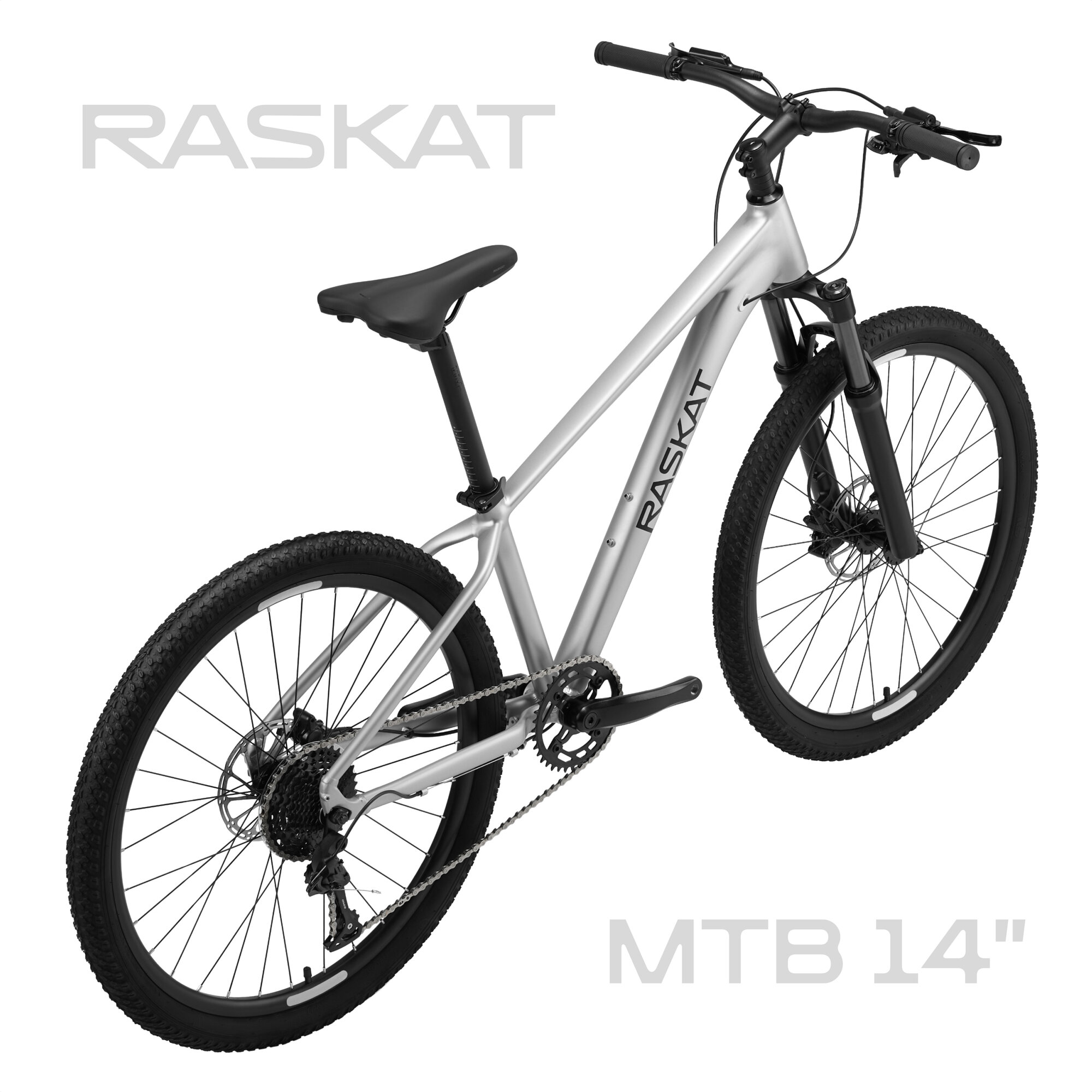 Велосипед RASKAT 14'' AL14-GDB-261, алюминий, серебряный