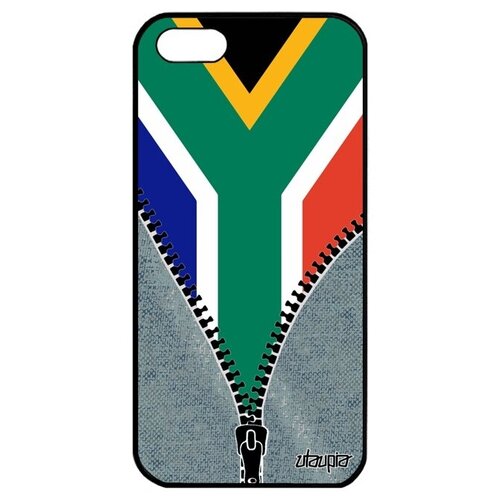 фото Защитный чехол на // iphone 5 5s se (2016) // "флаг южной африки на молнии" стиль путешествие, utaupia, серый