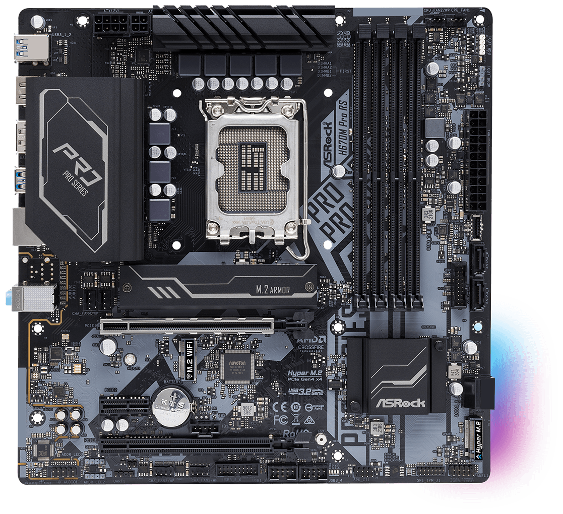 Материнская плата Asrock H670M PRO RS, Soc-1700, mATX - фото №1