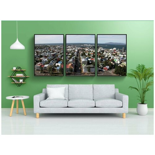 фото Набор модулных постеров для интерьера "рейкьявик, исландия, город" 60x90 см. в тубусе, без рамки lotsprints
