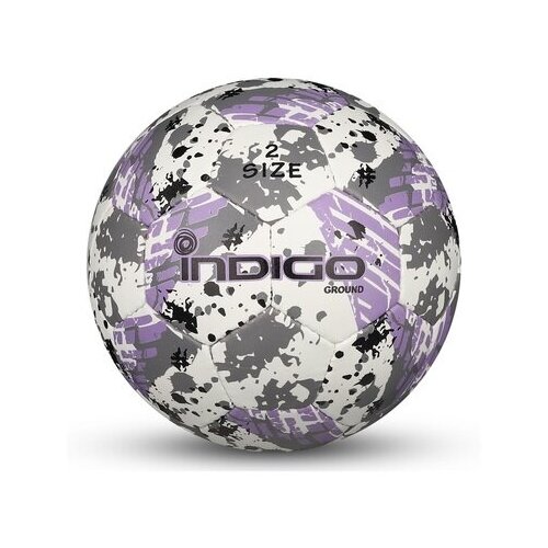 фото Мяч футбольный №2 indigo ground тренировочный (pu 1.2мм) сувенирный in030 бело-серо-фиолетовый