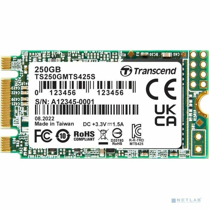 Внутренний SSD диск TRANSCEND 425S 250GB, SATA3, M.2 (TS250GMTS425S)