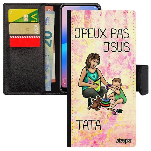 фото Яркий чехол книжка на // galaxy a12 // "не могу - стала тетей!" пародия шутка, utaupia, светло-розовый