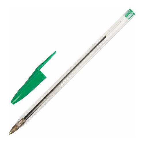 Ручка шариковая STAFF Basic Budget BP-02, письмо 500 м, зеленая, длина корпуса 13,5 см, линия письма 0,5 мм, 143761, 19 штук
