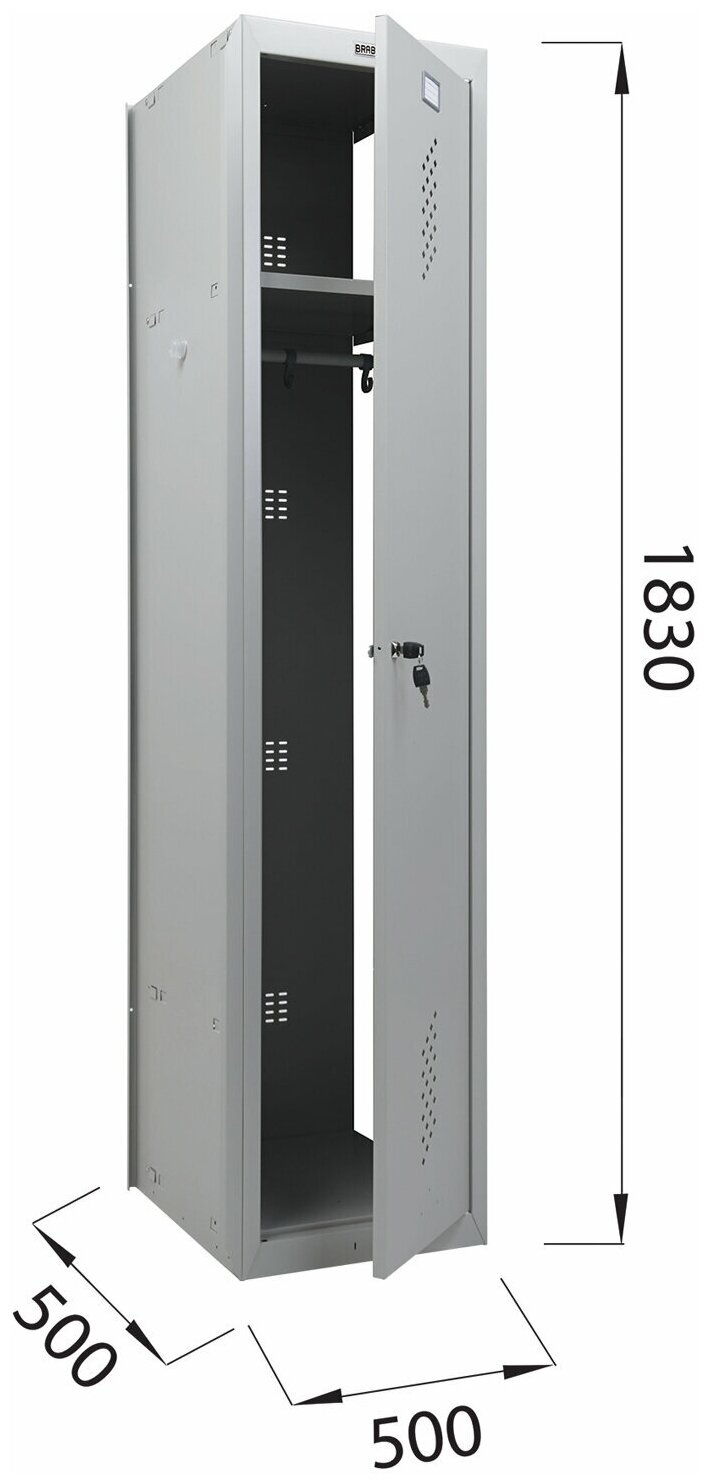 Шкаф (секция без стенки) металлический для одежды BRABIX "LK 01-40", усиленный, 1830х400х500 мм, 291131, S230BR403202 - фотография № 10