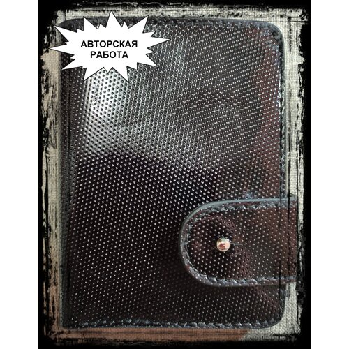 Портмоне  портмоне с кабурным винтом 000000109, натуральная кожа, перфорированная фактура, отделение для карт, черный