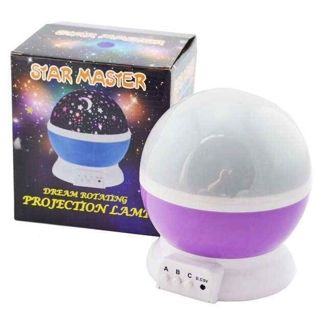 Ночник-проектор Star Master Звездное небо 012-1361, 2.6 Вт, цвет арматуры: фиолетовый, цвет плафона: бесцветный - фотография № 5