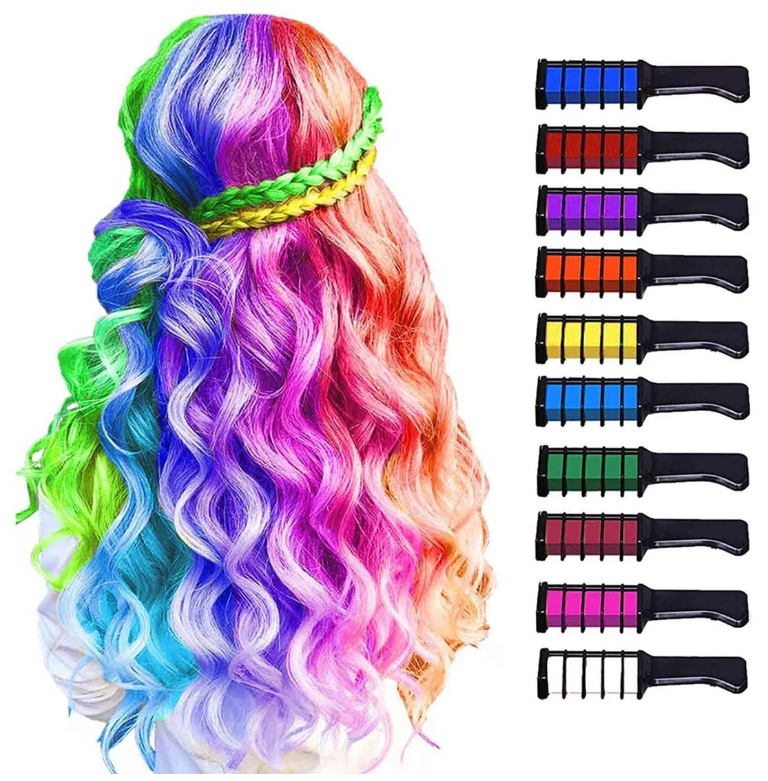 Мелки для окрашивания волос Hair Color Comb 6 цветов в форме расчески / набор мелков