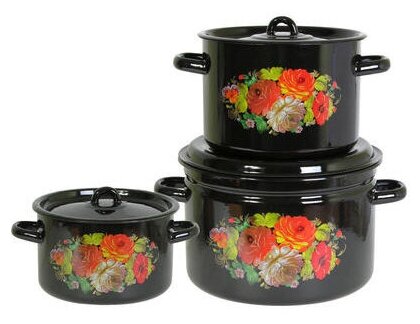 фото Набор 33 Жостово (1) 1с33 1,5л, 2,9л, 4,5л, форма- цилиндр, крышка с петлей .