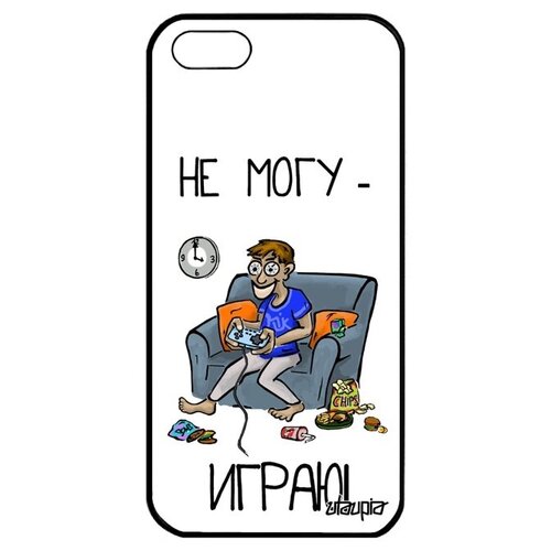 фото Противоударный чехол на смартфон // iphone 5 5s se (2016) // "не могу - играю!" гик игрок, utaupia, белый