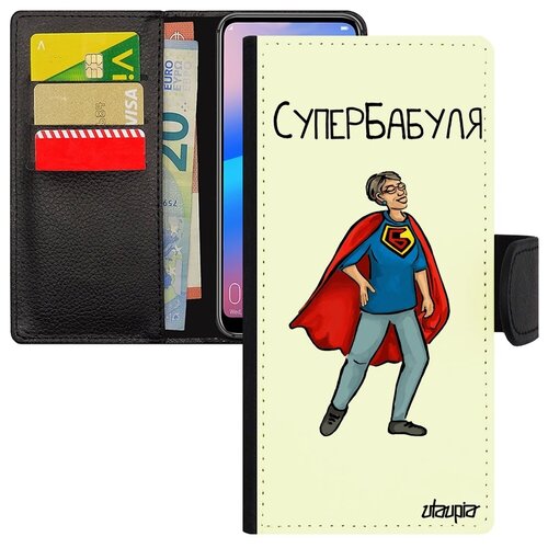 фото Качественный чехол-книжка на мобильный // samsung galaxy a12 // "супербабуля" герой комичный, utaupia, белый
