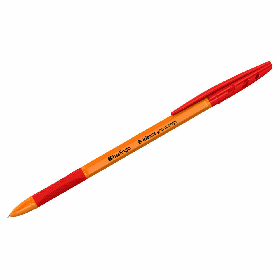 Ручка шариковая Berlingo "Tribase grip orange" красная, 0,7мм, грип, 50 штук, 355444