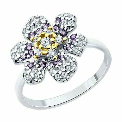 фото Кольцо, серебро, 925 проба, фианит, размер 17 diamant-online