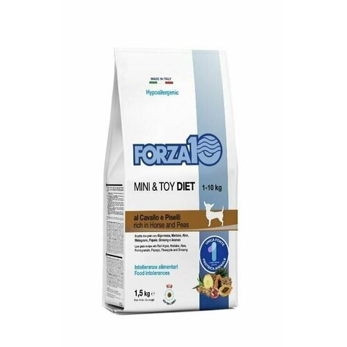 Корм сухой Forza10 Diet для взрослых собак мелких пород, Mini Diet Cavallo con Piselli (конина и горох) 1,5 кг