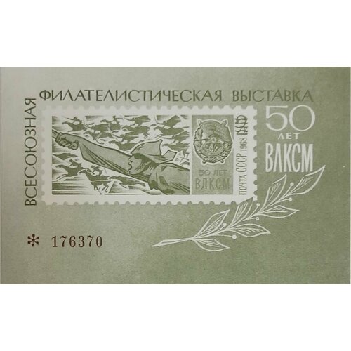 (1968-Филателистическая выставка) Сувенирный лист СССР 50 лет влксм , III O